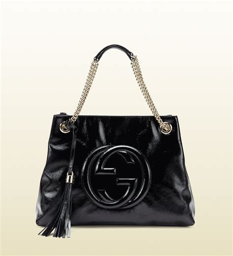 gucci soho soft patent leather wristlet|Gucci mini tote bag.